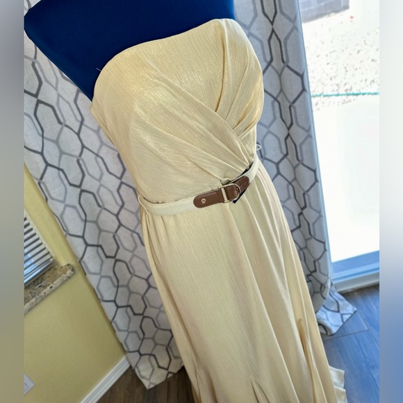 NEW! LAUREN RALPH LAUREN Gold Shimmer Strapless Evening Dress Gown - Picture 6 of 15